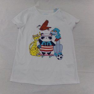 Cat & JackWhite Animals Tee M 7/8